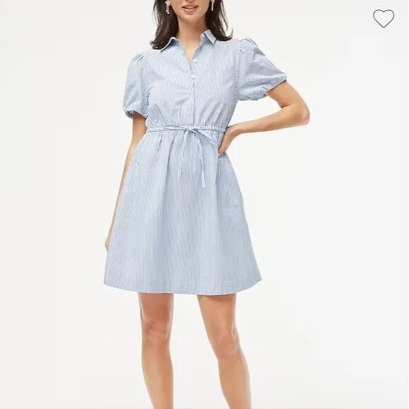 J. Crew Factory Dresses & Skirts - Women's J. Crew Factory Collared Mini Dress Blue Pin Striped Cotton SZ 10